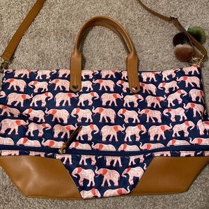 Stella and Dot Navy Elephant Tote Bag